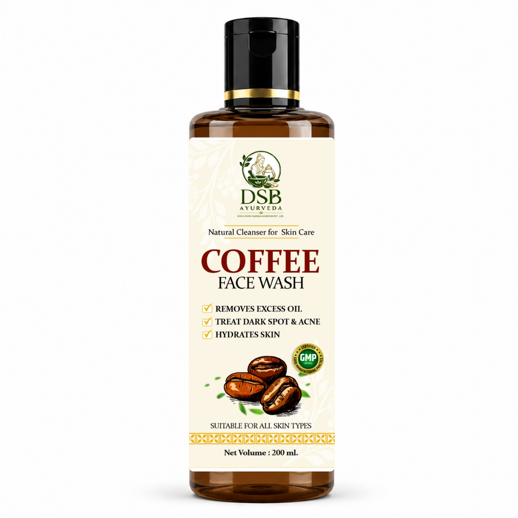 DSB AYUURVEDA Coffee Face Wash with Coffee Bean, Algae & Seaweed | Deep Cleansing & Exfoliating Face Cleanser | Removes Dirt, Oil & Impurities | For Fresh & Healthy Looking Skin | 200 ml