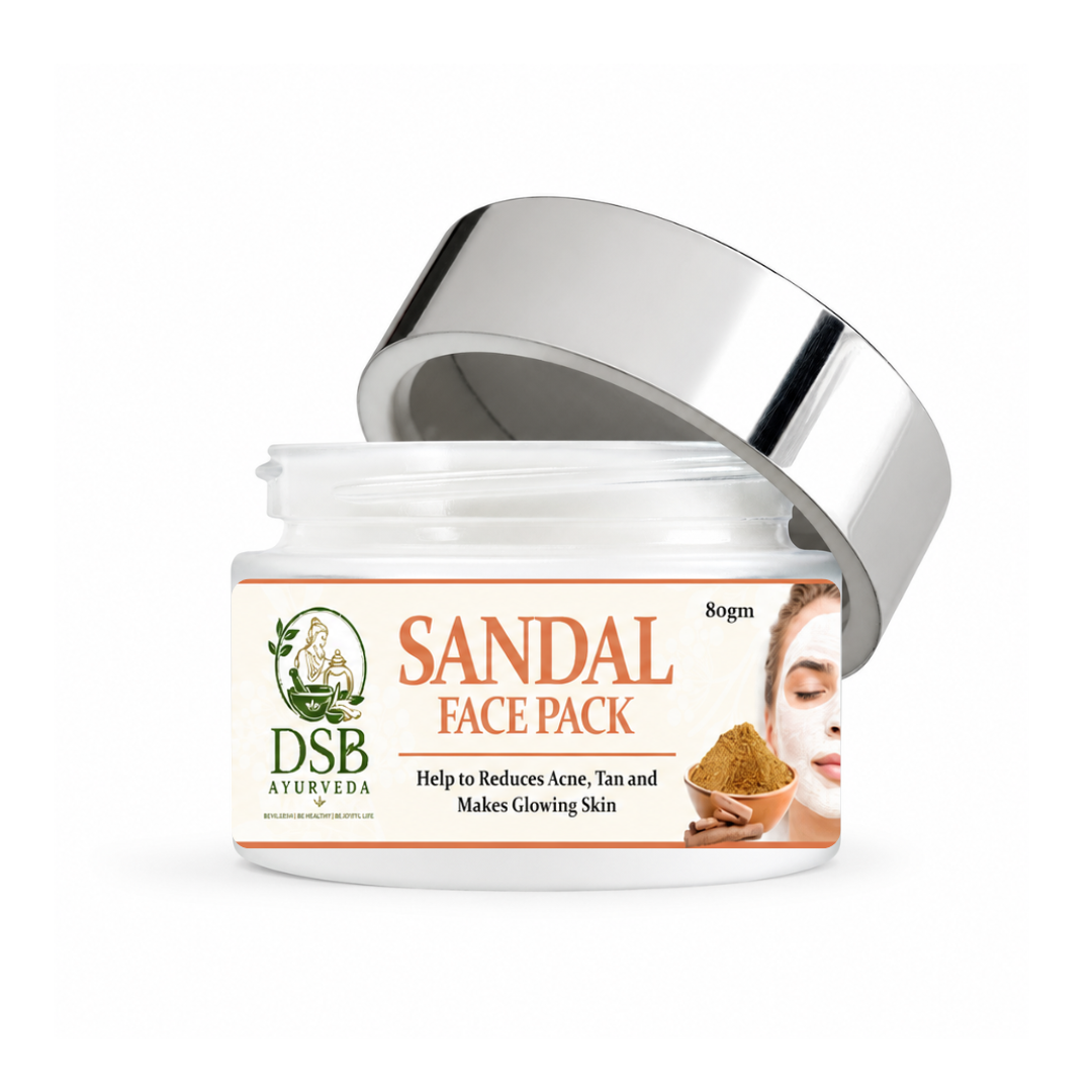 DSB AYUURVEDA Sandal Face Pack Powder with Turmeric, Besan, Rose Water & Sandalwood | Herbal Face Pack for Deep Cleansing | Removes Dirt & Impurities | For Men & Women | 80g