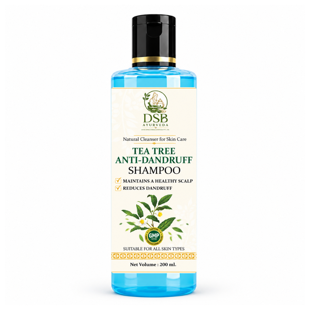 DSB AYUURVEDA Tea Tree Anti-Dandruff Shampoo | Up to 100% Dandruff Reduction | ZPTO-Free | pH 5.3 Balanced Formula | Salicylic Acid, Piroctone Olamine, Biotin & Menthol | Non-Drying Formula | 200 ml