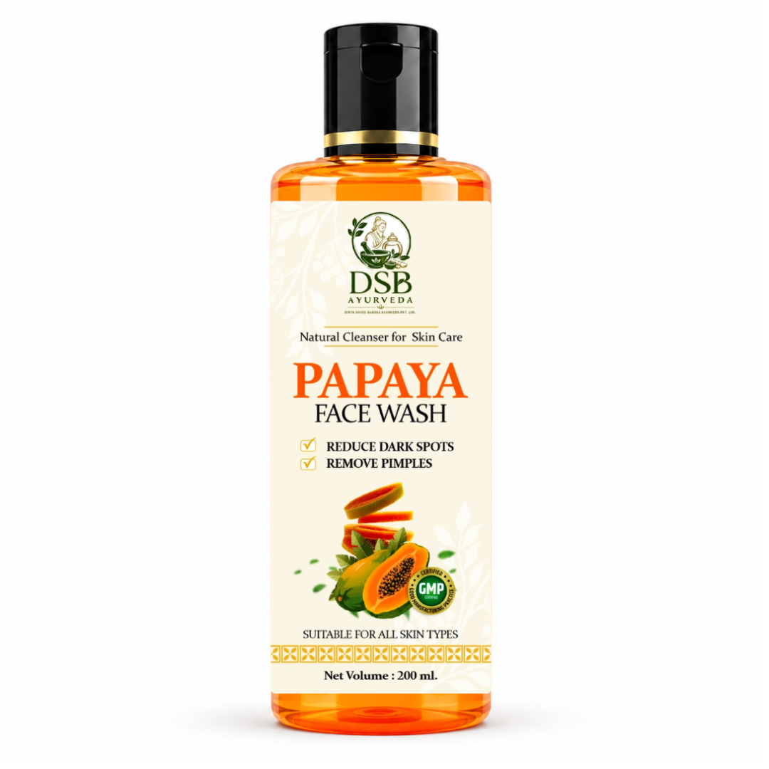 DSB AYUURVEDA Papaya Face Wash | Herbal Face Cleanser for Fresh & Healthy Looking Skin | Removes Dirt, Oil & Impurities | Gentle Daily Skin Care Formula | Suitable for All Skin Types | 200 ml