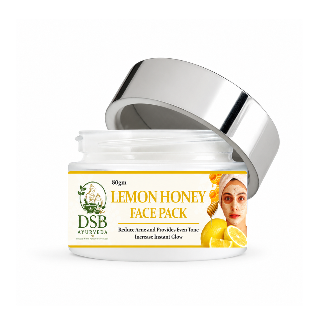 DSB AYUURVEDA Honey Lemon Face Pack Powder with Turmeric, Besan, Rose Water & Sandalwood | Herbal Face Pack for Deep Cleansing | Removes Dirt & Impurities | For Men & Women | 80g