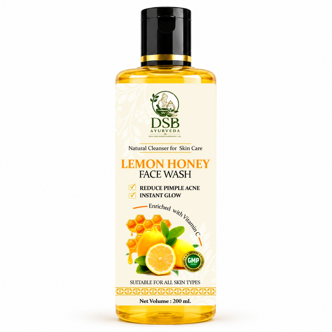DSB AYUURVEDA Lemon Honey Face Wash with Orange & Lemongrass | Herbal Face Cleanser | Removes Dirt, Oil & Impurities | Fresh & Healthy Looking Skin | SLS & Paraben Free | For All Skin Types | 200 ml