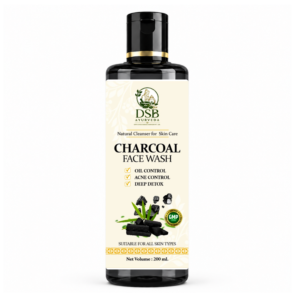 DSB AYUURVEDA Charcoal Face Wash with Activated Bamboo Charcoal | Deep Cleansing Face Cleanser | Removes Dirt, Oil & Impurities | Oil Control for Acne-Prone Skin | SLS & Paraben Free | 200 ml