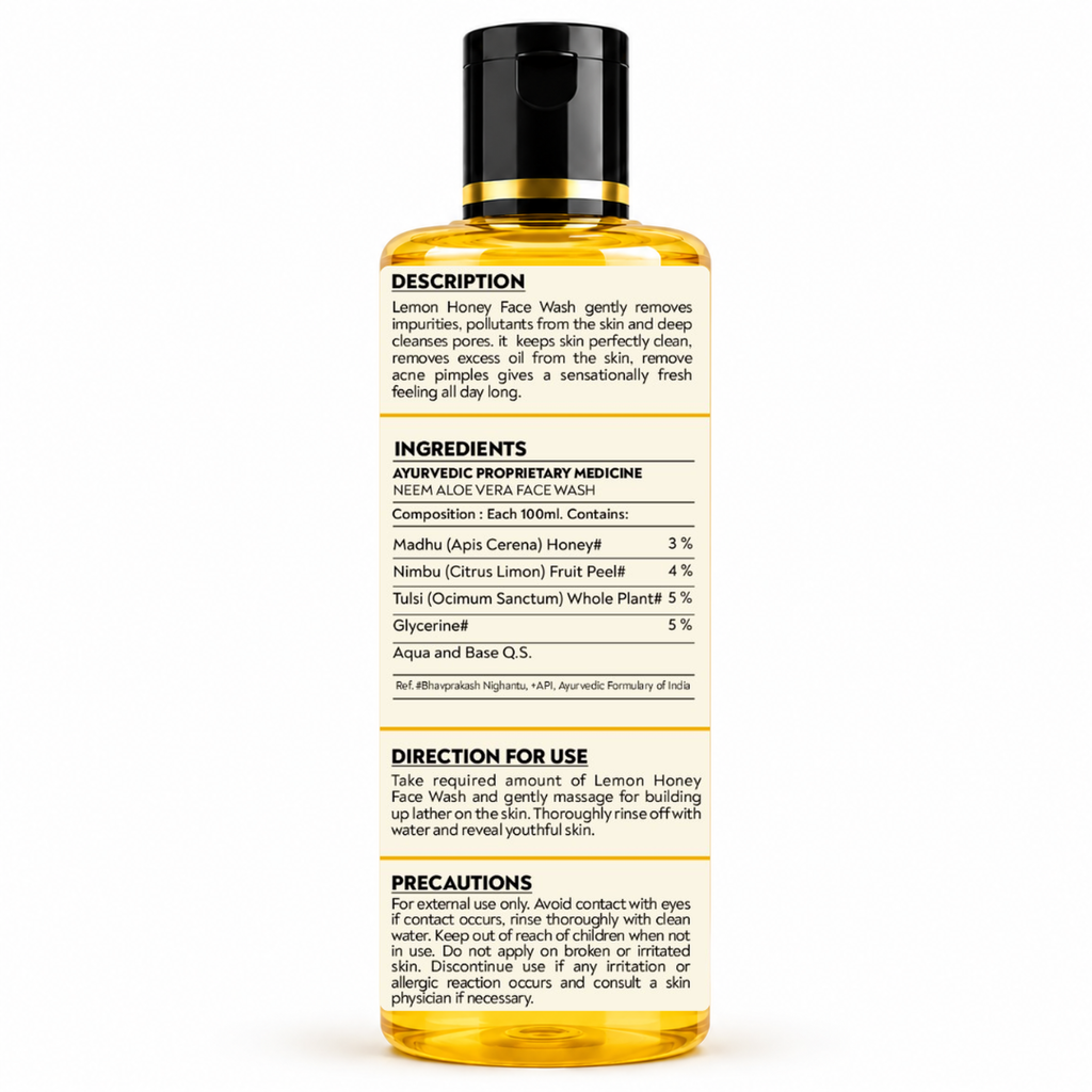 DSB AYUURVEDA Lemon Honey Face Wash with Orange & Lemongrass | Herbal Face Cleanser | Removes Dirt, Oil & Impurities | Fresh & Healthy Looking Skin | SLS & Paraben Free | For All Skin Types | 200 ml