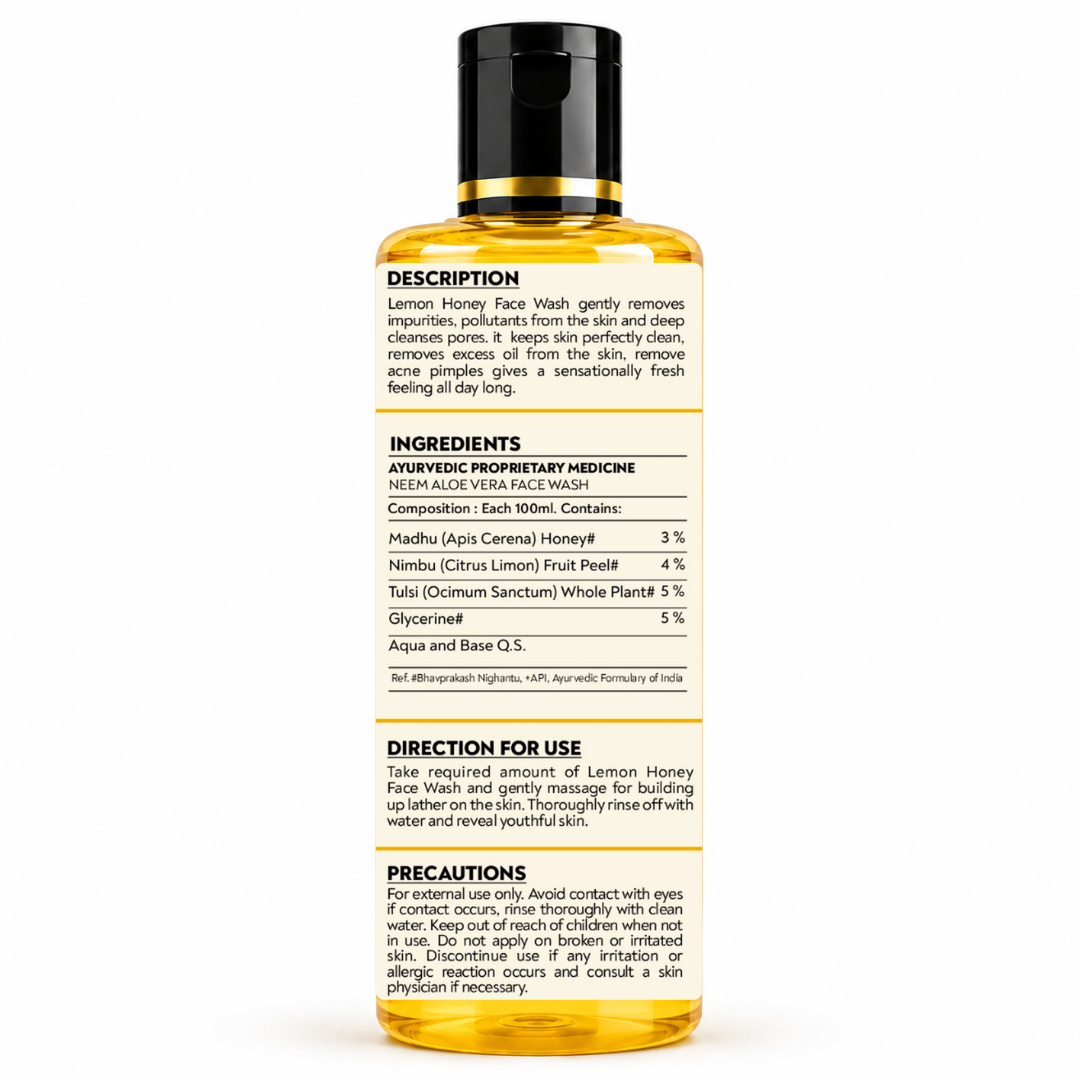 DSB AYUURVEDA Lemon Honey Face Wash with Orange & Lemongrass | Herbal Face Cleanser | Removes Dirt, Oil & Impurities | Fresh & Healthy Looking Skin | SLS & Paraben Free | For All Skin Types | 200 ml