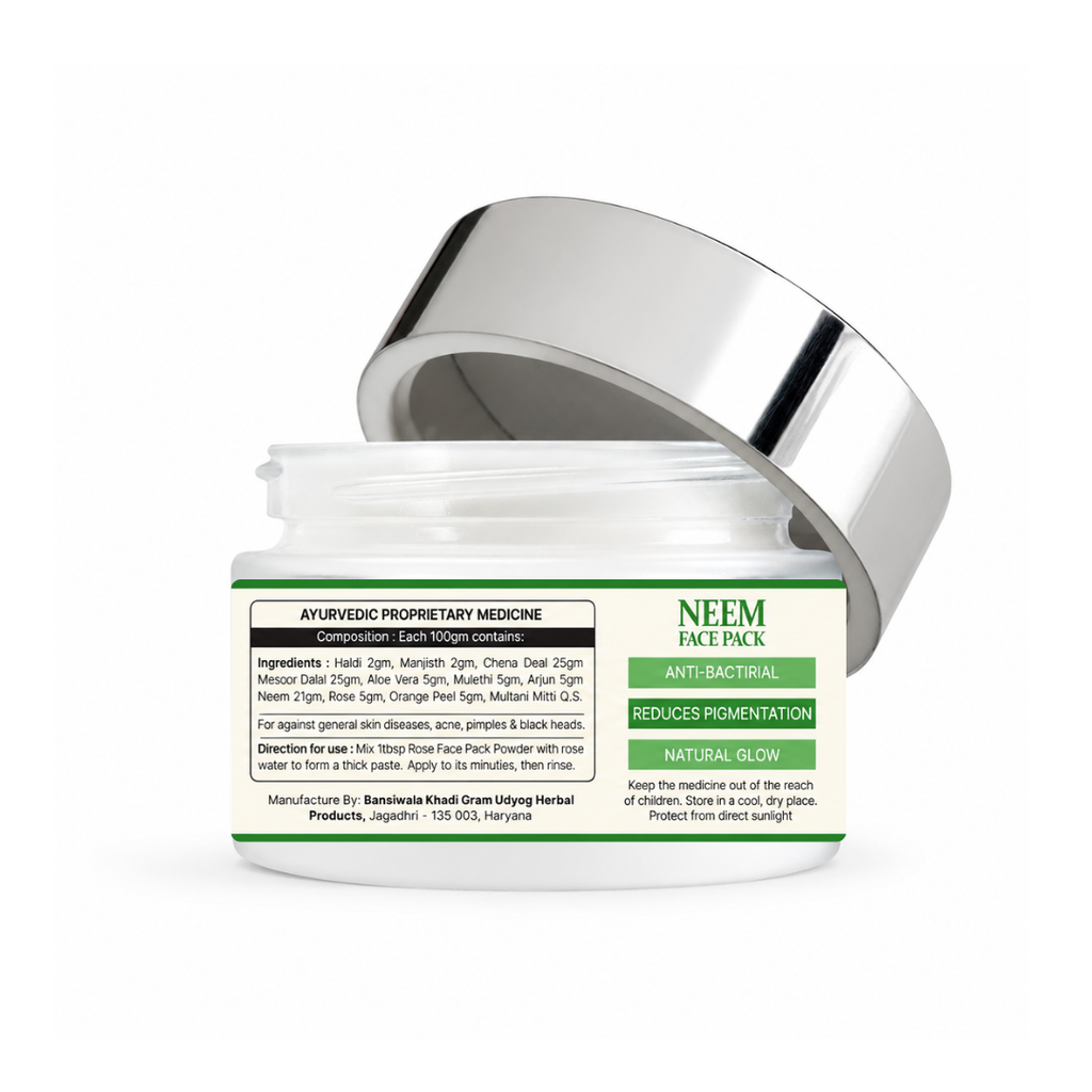 DSB AYUURVEDA Neem Face Pack Powder | Natural & Herbal Face Pack | Deep Cleansing & Skin Detox | Removes Dirt & Impurities | For Fresh & Healthy Looking Skin | For Men & Women | 80g
