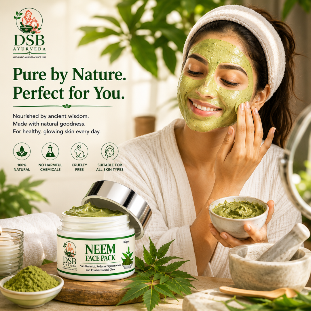 DSB AYUURVEDA Neem Face Pack Powder | Natural & Herbal Face Pack | Deep Cleansing & Skin Detox | Removes Dirt & Impurities | For Fresh & Healthy Looking Skin | For Men & Women | 80g