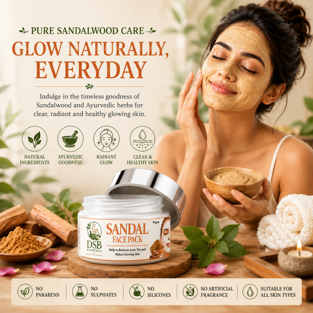 DSB AYUURVEDA Sandal Face Pack Powder with Turmeric, Besan, Rose Water & Sandalwood | Herbal Face Pack for Deep Cleansing | Removes Dirt & Impurities | For Men & Women | 80g